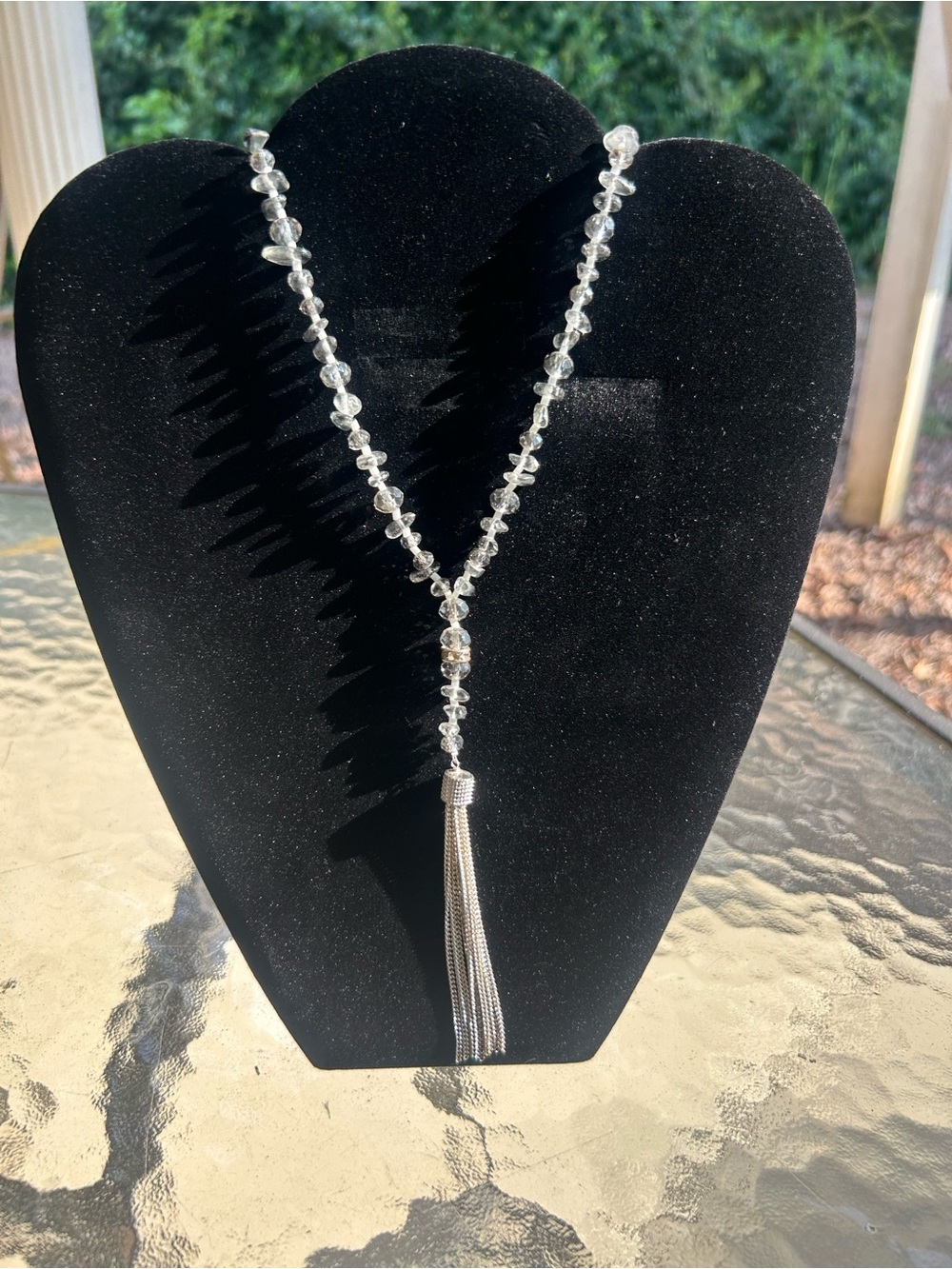 Simply Vera Vera Wang Clear Beaded Silver Tone Tassel Y Necklace